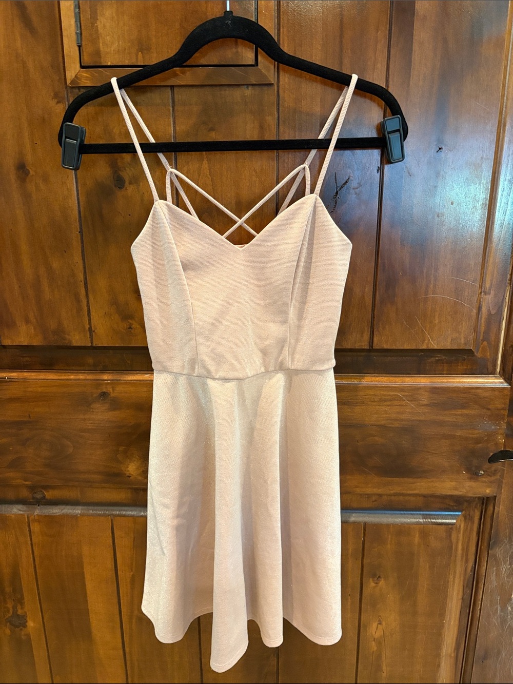 🎀 Elegant Rose Gold Strappy A-Line Dress